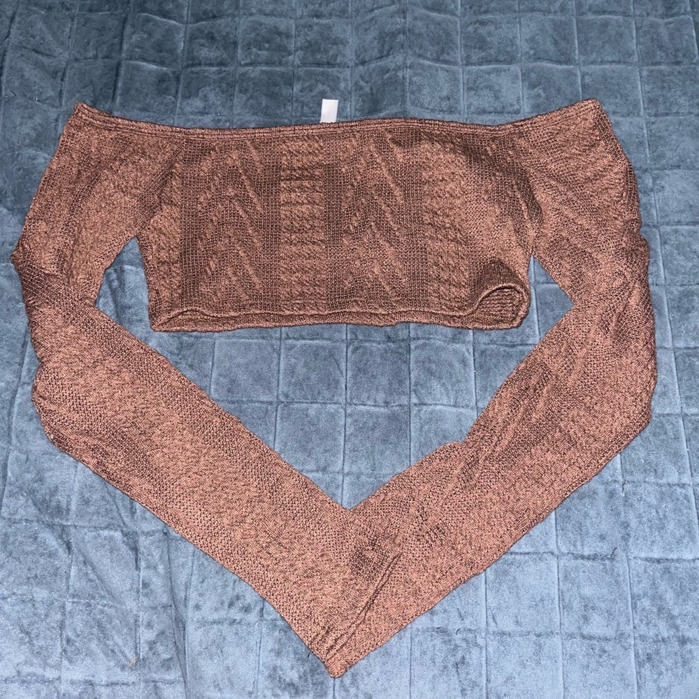 Women's Brown Off-Shoulder Sweater